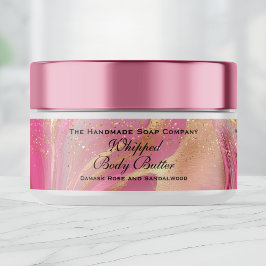 Whipped Body Butter Pink Gold Glitter Jar Label