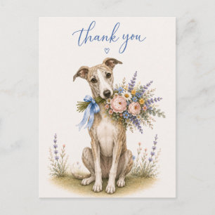 Whippet-Blumenstrauß Dankeschön Postkarte