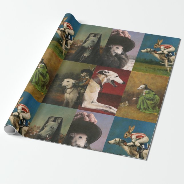 Whippet Character Wrapping Paper Geschenkpapier (Ungerollt)