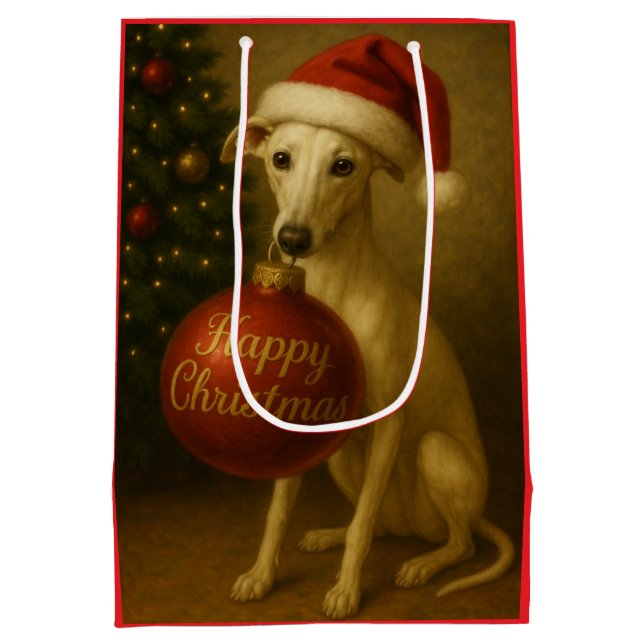 Whippet Christmas gift bag  Mittlere Geschenktüte (Rückseite)
