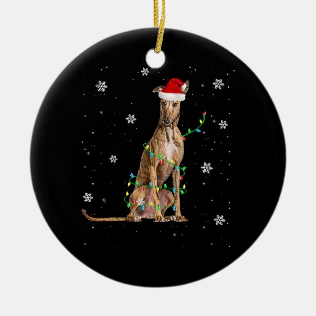 Whippet Christmas Light Cute Santa Whippet Xmas Keramik Ornament (Vorne)