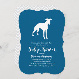 Whippet Dog Baby Shower Blue Einladung