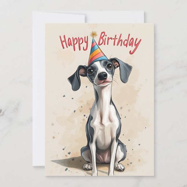 Whippet Dog Birthday Party Einladung (Vorderseite)