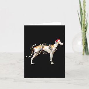 Whippet Dog Santa Claus Hat Weihnachtslicht Karte