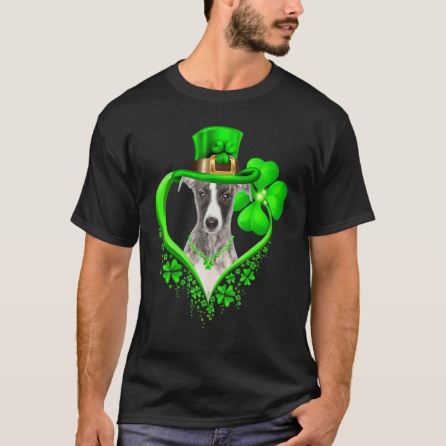 Whippet Dog St Patricks Day Lover Irish Shamrock T-Shirt (Vorderseite)