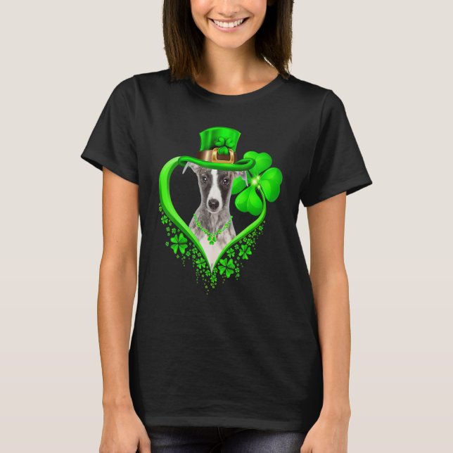 Whippet Dog St Patricks Day Lover Irish Shamrock T-Shirt (Vorderseite)