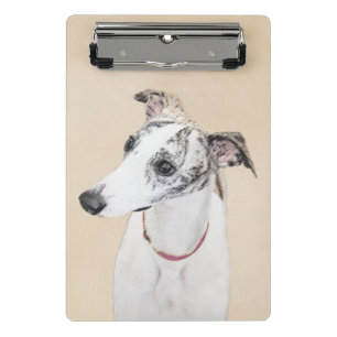 Whippet, Englisch Whippet, Verschluss, Weiß, Mini Klemmbrett