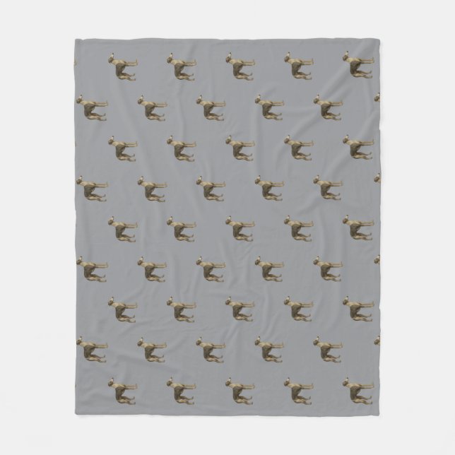 Whippet-Flanelldecke mit grauem Hintergrund Fleecedecke (Vorderseite)