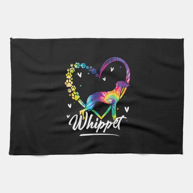 Whippet Gefärbte Krawatte Rainbow Dog Lover T - Sh Geschirrtuch (Horizontal)