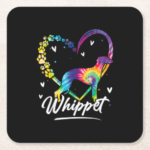 Whippet Gefärbte Krawatte Rainbow Dog Lover T - Sh Rechteckiger Pappuntersetzer