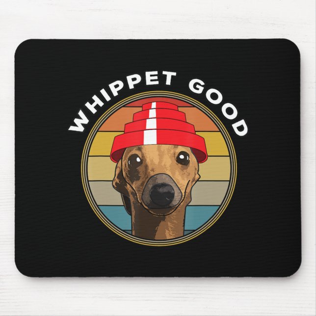 Whippet Good Funny 80er Music Dog Design Mousepad (Vorne)