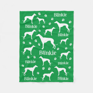 Whippet Green Personalisiert Dog Blanket Fleecedecke