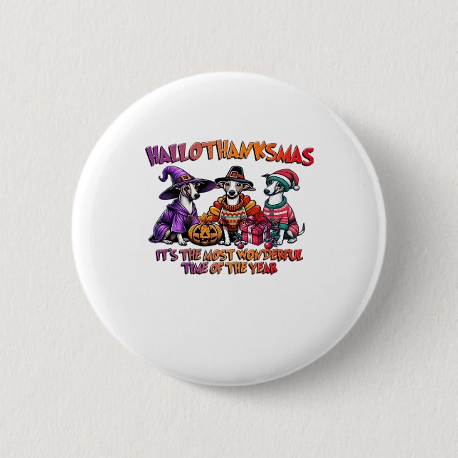 Whippet Halloween Thanksgiving Christmas Oversized Button (Vorderseite)