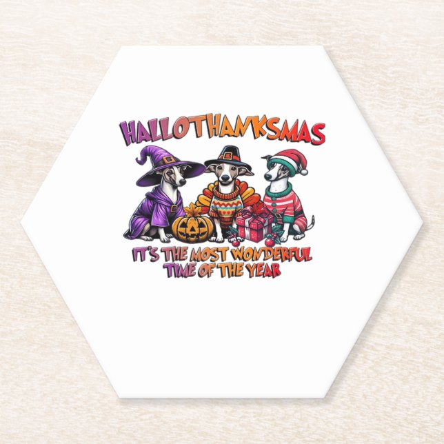 Whippet Halloween Thanksgiving Christmas Oversized Untersetzer (Vorderseite)
