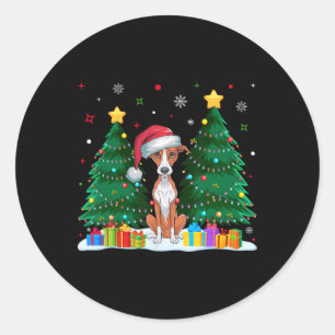 Whippet Hund liebt Weihnachtsmannmütze Ugly Christ Runder Aufkleber