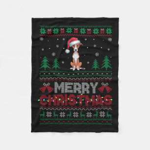 Whippet Hund liebt Weihnachtsmannmütze Weihnachtsb Fleecedecke