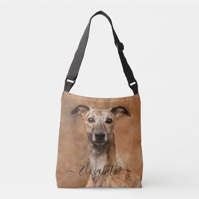 Whippet-Hund-Name Tragetaschen Mit Langen Trägern (Vorderseite)