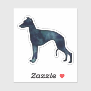 Whippet Hund Rasse Schwarze Wasserfarbe Silhouette Aufkleber