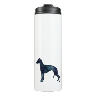 Whippet Hund Rasse Schwarze Wasserfarbe Silhouette Thermosbecher