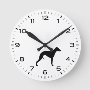 Whippet Hund Rasse Silhouette Runde Wanduhr