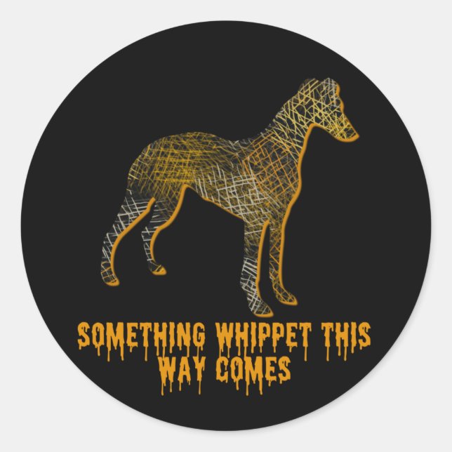 Whippet Hund Silhouette Spaß Halloween Runder Aufkleber (Vorderseite)