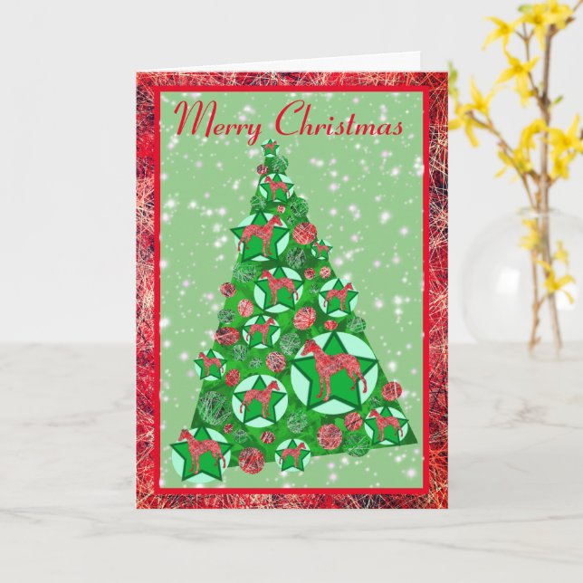 Whippet Hund Silhouette Weihnachtsbaum Dekoration Karte (Gelbe Blume)
