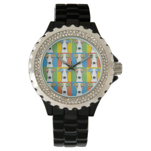 Whippet HundeCartoon Pop-Kunst Armbanduhr