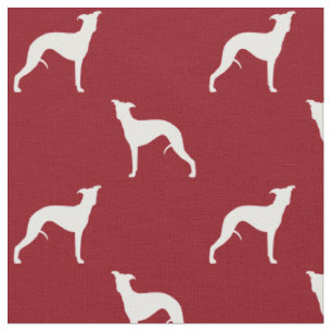 Whippet HundeSilhouette-Muster-Rot und Weiß Stoff
