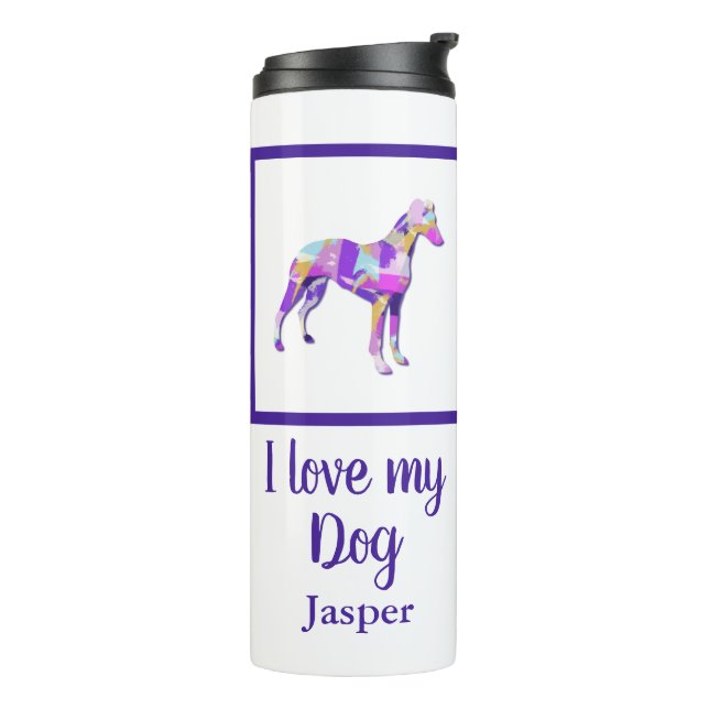 Whippet Italian Gray Hund Silhouette Lila PY&B Thermosbecher (Nach links gedreht)
