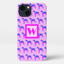 Whippet Italian Greyhound Dog Pink Silhouette Mono