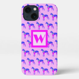 Whippet Italian Greyhound Dog Pink Silhouette Mono iPhone Hülle