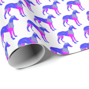 Whippet Italian Greyhound Dog Silhouette P&B White Geschenkpapier