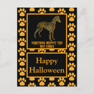 Whippet Italian Greyhound Hund Silhouette Hallowee Postkarte