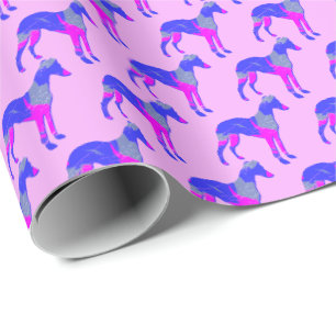 Whippet Italian Greyhound Hund Silhouette P&B Pink Geschenkpapier