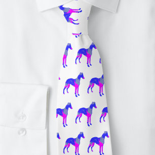 Whippet Italian Greyhound Hund Silhouette Pink Blu Krawatte