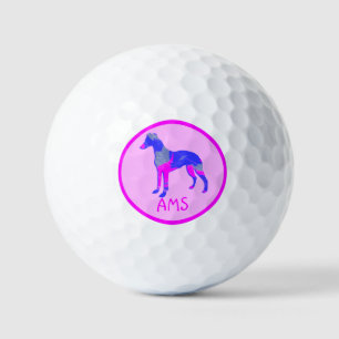 Whippet Italian Greyhound Pink Dog Silhouette Mono Golfball