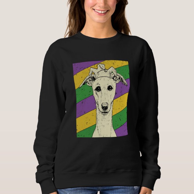 Whippet Jester Mardi Gras Dog Mom or Dad Sweatshirt (Vorderseite)