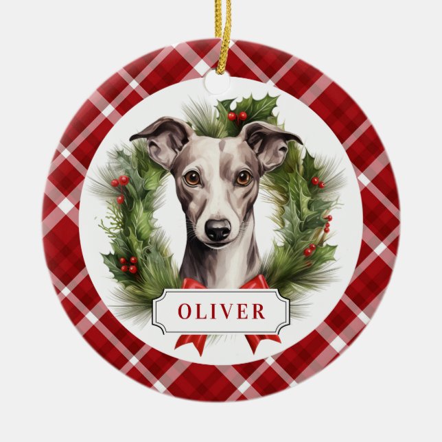 Whippet Keramik Circle Ornament (Vorne)