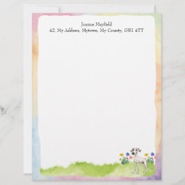 Whippet Letterhead 8,5" x 11" Wasserfarbdesign Briefbogen