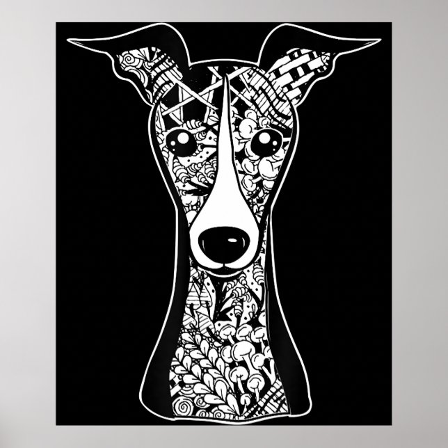 Whippet Lover | Italienische Greyhound Face Graphi Poster (Vorne)