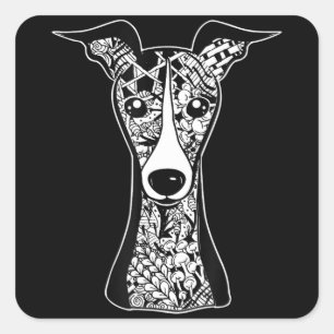 Whippet Lover   Italienische Greyhound Face Graphi Quadratischer Aufkleber