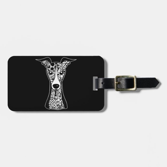 Whippet Lover| Italienische Greyhound Face Graphic Gepäckanhänger (Vorderseite horizontal)