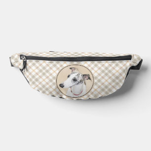 Whippet Malerei Brindle White Original Hunde Kunst Bauchtasche