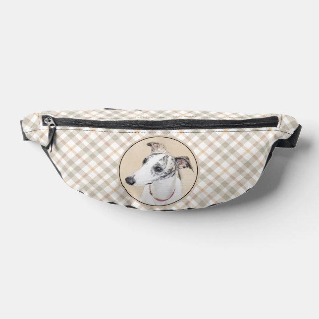 Whippet Malerei Brindle White Original Hunde Kunst Bauchtasche (Ablage )