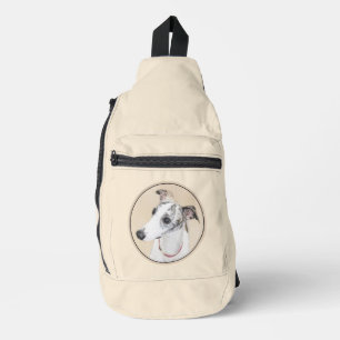 Whippet Malerei Brindle White Original Hunde Kunst Crossbody Bag
