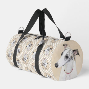 Whippet Malerei Brindle White Original Hunde Kunst Duffle Bag