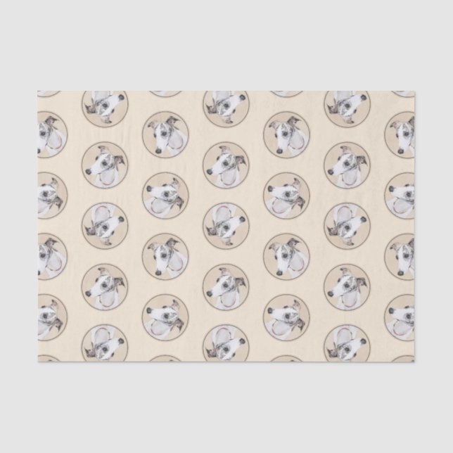 Whippet Malerei Brindle White Original Hunde Kunst Seidenpapier (Vorderseite)
