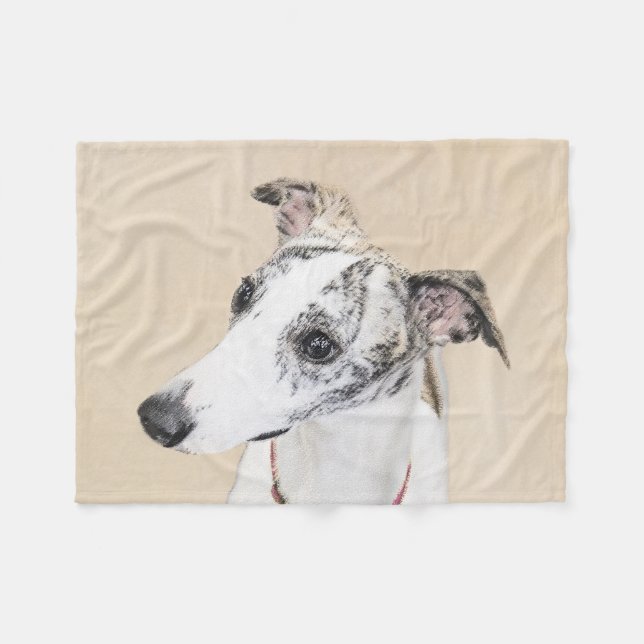 Whippet-Malerei - Niedliche Original-Hundekunst Fleecedecke (Vorderseite (Horizontal))