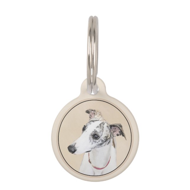 Whippet-Malerei - Niedliche Original-Hundekunst Haustiermarke (Vorderseite)