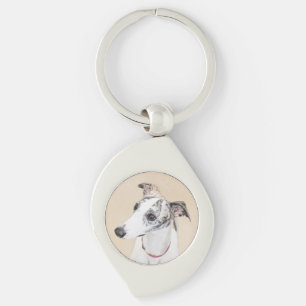 Whippet-Malerei - Niedliche Original-Hundekunst Schlüsselanhänger